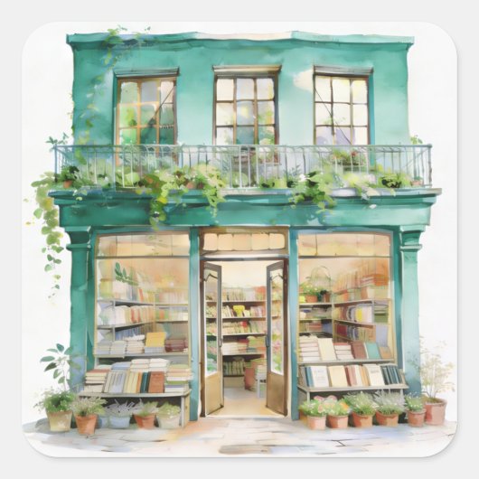 Mijn Boekwinkel  Vierkante Sticker (Voorkant)