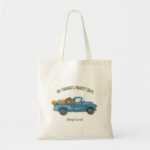Mijn Boerenmarkt Oogst Vintage Blauwe Truck Tote Bag