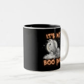 Mijn Boo Day Cool Halloween Birthday White Ghost Tweekleurige Koffiemok (Voorkant rechts)