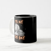 Mijn Boo Day Cool Halloween Birthday White Ghost Tweekleurige Koffiemok (Voorkant links)