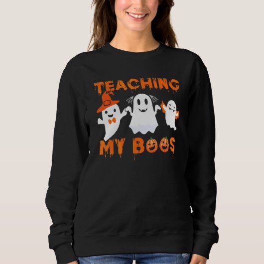 Mijn Boos Halloween Geest Leren Voor Leraar Trui (Voorkant)