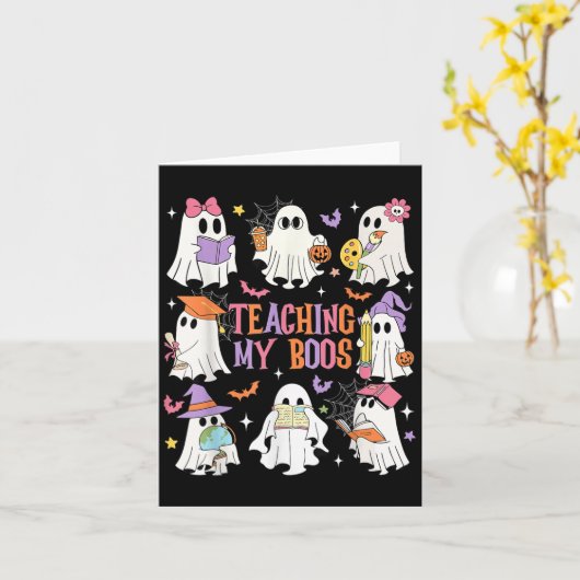 Mijn Boos leraar leuke spook groovy leraar leren Kaart (Gele Bloem)