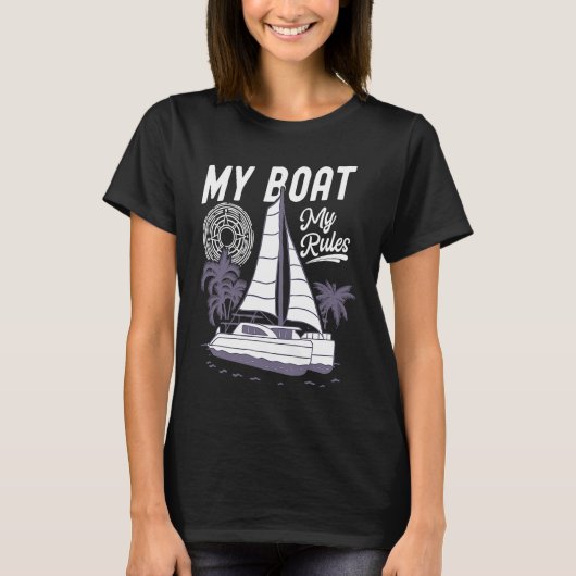 Mijn boot mijn regels catamaran zeilen t-shirt (Voorkant)