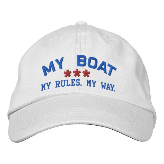 MIJN BOOT MIJN REGELS Gepersonaliseerd WIT ROOD BL Pet (Voorkant)