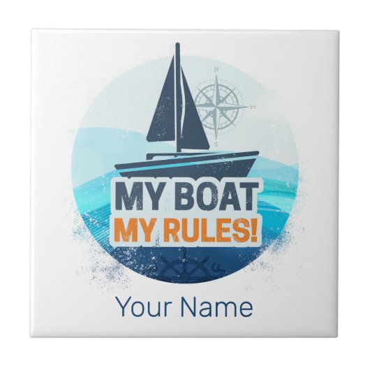 Mijn boot Mijn regels voor kapitein of schipper Vi Tegeltje (Voorkant)