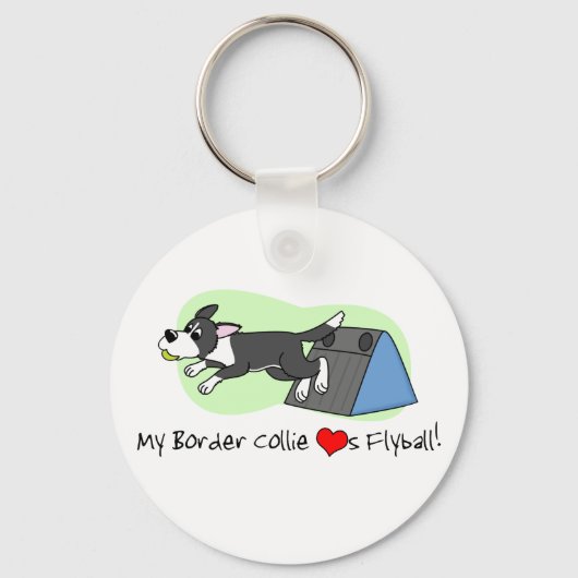 Mijn Border Collie houdt van Flyball Sleutelhanger (Voorkant)