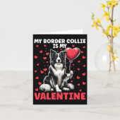 Mijn Border Collie is mijn Valentijn Valentijnsdag Kaart (Gele Bloem)