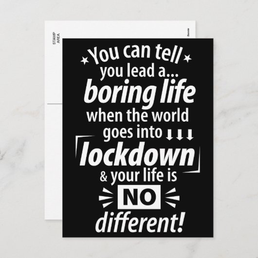 Mijn "Boring Lockdown Life" - Grappig pandemisch G Feestdagenkaart (Voorkant / Achterkant)
