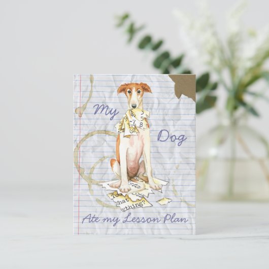 Mijn Borzoi Ate Mijn Lesson Plan Briefkaart (Staand voorkant)