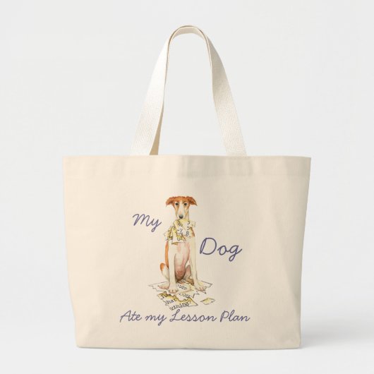 Mijn Borzoi Ate mijn Lesson Plan Grote Tote Bag (Voorkant)