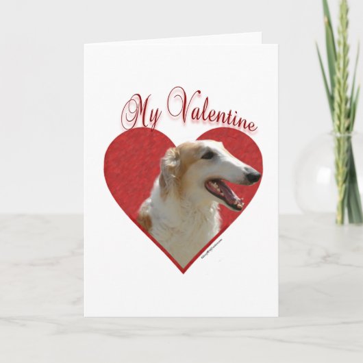 Mijn Borzoi Valentijn Feestdagen Kaart (Voorkant)