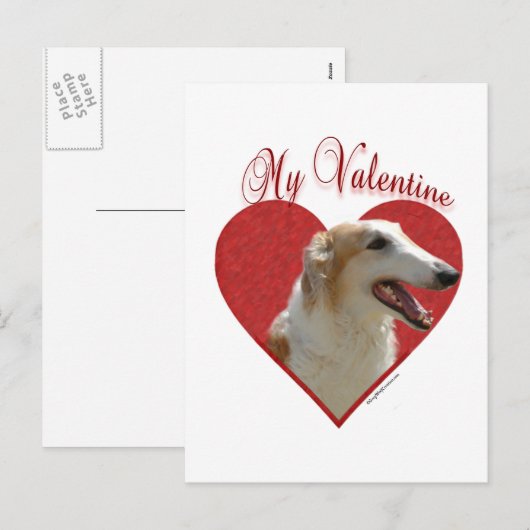 Mijn Borzoi Valentijn Feestdagenkaart (Voorkant / Achterkant)