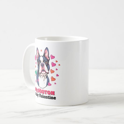 Mijn Boston Terrier is mijn Valentijn Schattige Fu Koffiemok (Voorkant links)
