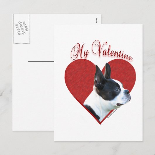 Mijn Boston Terrier Valentijn Feestdagenkaart (Voorkant / Achterkant)