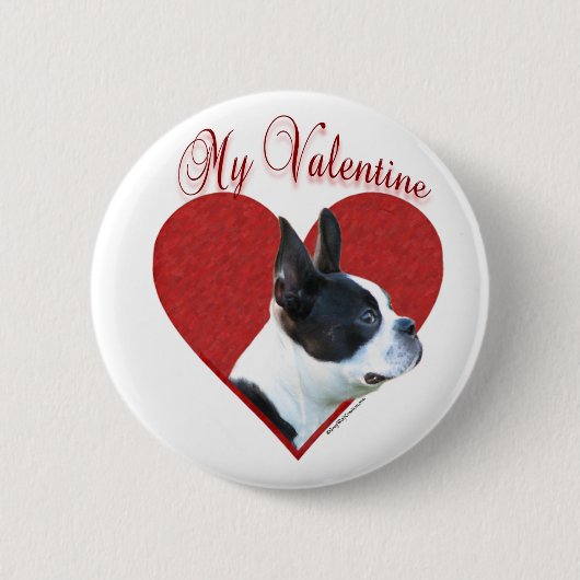 Mijn Boston Terrier Valentijn Ronde Button 5,7 Cm (Voorkant)