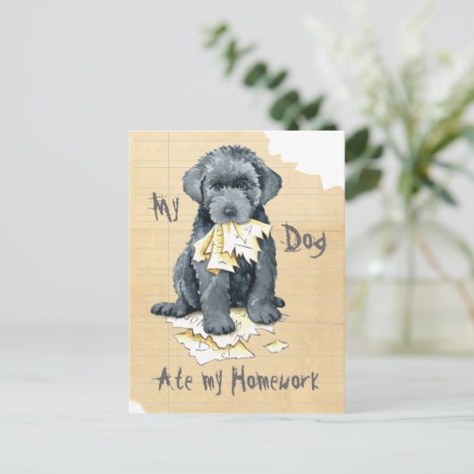 Mijn Bouvier des Flandres at mijn huiswerk Briefka Briefkaart (Staand voorkant)