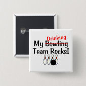 Mijn Bowling (Drink) Team Rocks Vierkante Button 5,1 Cm (Voorkant /achterkant)