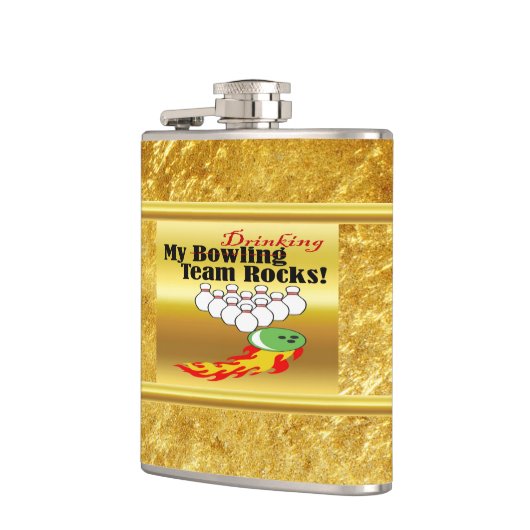 Mijn bowling/drink teamstenen heupfles (Links)