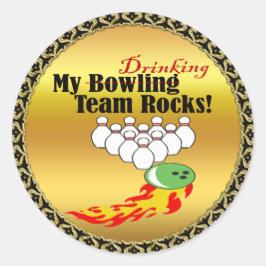 Mijn bowling/drink teamstenen ronde sticker