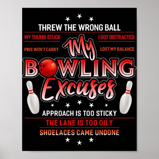 Mijn Bowling Excuses Fun Bowling Poster (Voorkant)