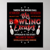 Mijn Bowling Excuses Funny Bowling Poster (Voorkant)