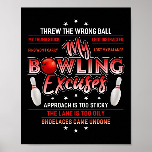 Mijn Bowling Excuses Funny Bowling Poster (Voorkant)