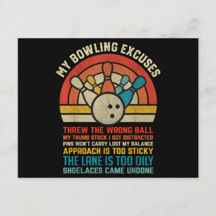 Mijn Bowling Excuses Retro  Funny Bowler Bowl Informatiekaartje