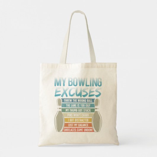Mijn Bowling Excuses Retro  Ten Pin Funny Bow Tote Bag (Achterkant)