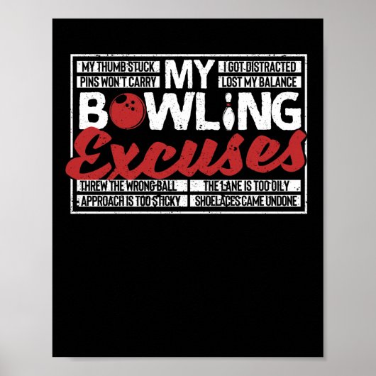 Mijn Bowling is gek op grappige Bowler balspelden Poster (Voorkant)