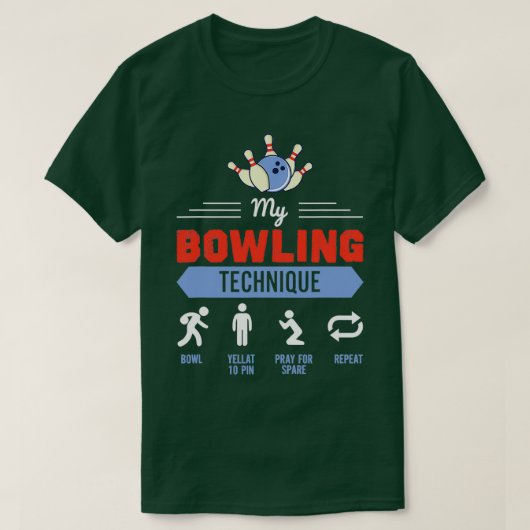 Mijn Bowling-techniek Funny Bowler T-shirt (Design voorkant)