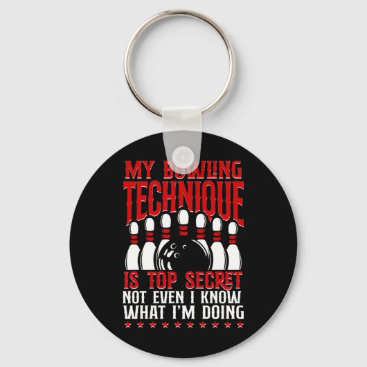 Mijn Bowling-techniek is de meest geheime grappige Sleutelhanger (Voorkant)