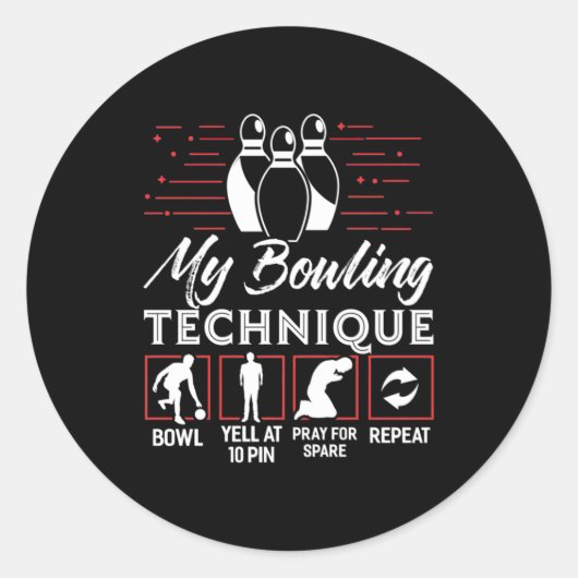 Mijn Bowling-techniek Ronde Sticker (Voorkant)