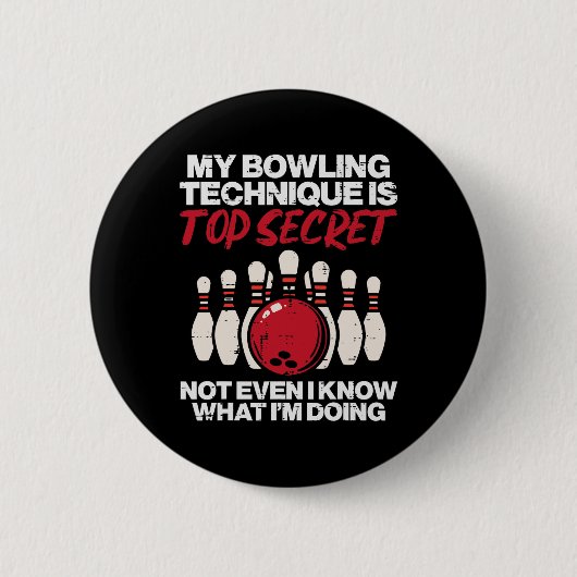 Mijn Bowling Techniek Secret Funny Bowler Vrouwen Ronde Button 5,7 Cm (Voorkant)
