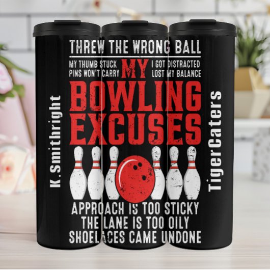 Mijn bowling verontschuldigt grappige graphics thermosbeker