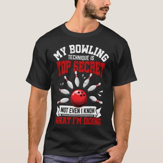 Mijn Bowlingtechniek Grappige Bowling Bowler T-shirt (Voorkant)