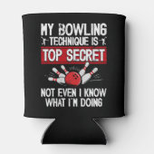 Mijn Bowlingtechniek Is Top Geheim Grappige Bowlin Blikjeskoeler (Achterkant)