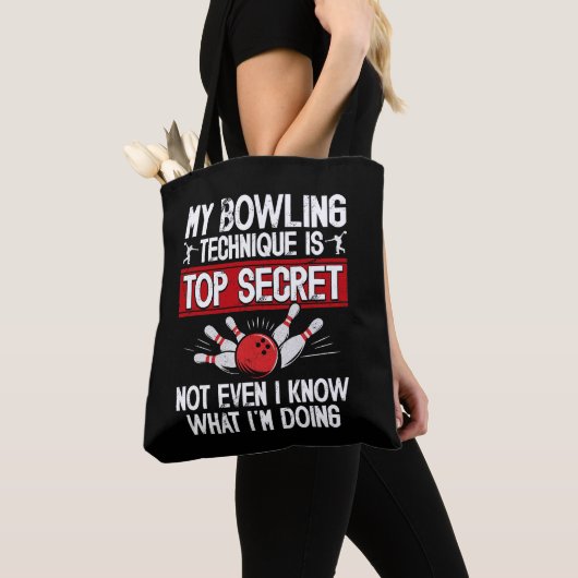 Mijn Bowlingtechniek Is Top Geheim Grappige Bowlin Tote Bag (Dichtbij)
