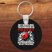 Mijn bowlingtechniek is topgeheime grappige Mannen Sleutelhanger (Voorkant)