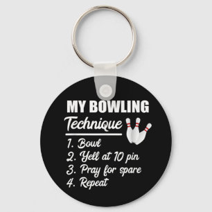 mijn bowlingtechniek kom op 10-pins gebeid sleutelhanger