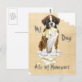 Mijn Boxer Ate Mijn thuiswerk Briefkaart (Voorkant / Achterkant)