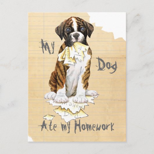 Mijn Boxer Ate Mijn thuiswerk Briefkaart (Voorkant)