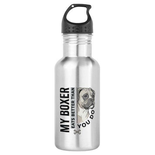 Mijn Boxer Eet Beter Dan Jij Doe Hondenliefhebber Waterfles (Voorkant)
