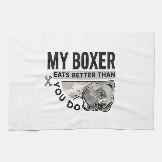 Mijn Boxer Eet Beter Dan Jij Doet Hond Liefhebber Theedoek (Horizontaal)