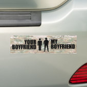 Mijn Boyvriend zit in het leger Bumpersticker (Op auto)