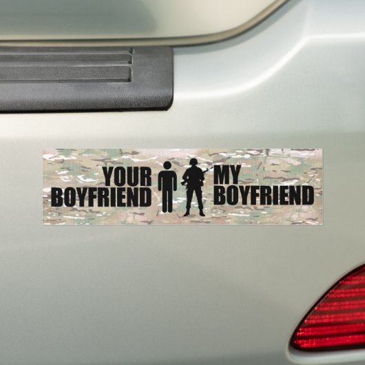Mijn Boyvriend zit in het leger Bumpersticker (Op auto)