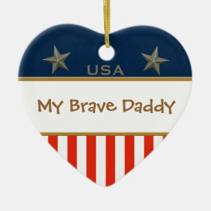 Mijn Brave papa Patriotic Heart Lijst Keramisch Ornament