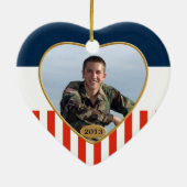 Mijn Brave papa Patriotic Heart Lijst Keramisch Ornament (Achterkant)