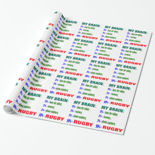 Mijn brein 90 % Rugby. Cadeaupapier