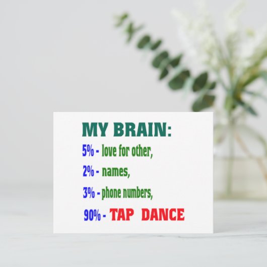 Mijn brein 90% Tik dans Briefkaart (Staand voorkant)