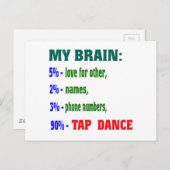 Mijn brein 90% Tik dans Briefkaart (Voorkant / Achterkant)